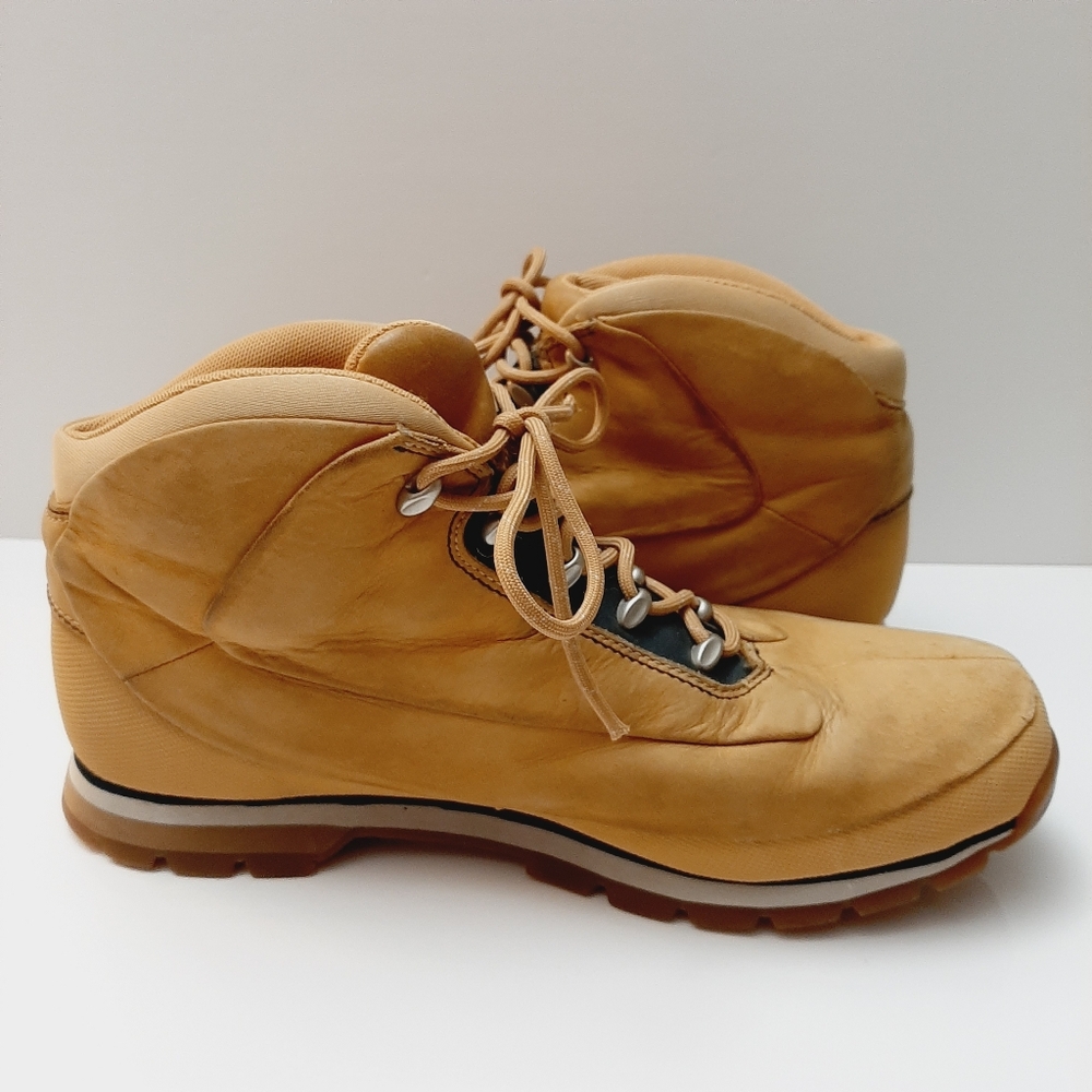 TIMBERLAND Light Brown / Tan Leather Combo Lace-Up Comfy Boots Men's Sz 11.5 - Picture 11 of 16